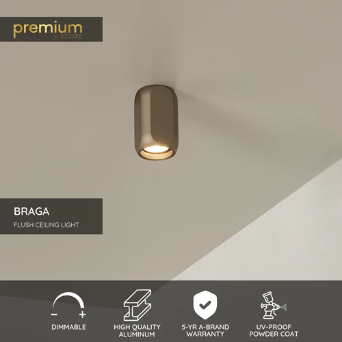 Lucide BRAGA - Flush ceiling light - 1xGU10 - Coffee | Premium - USP